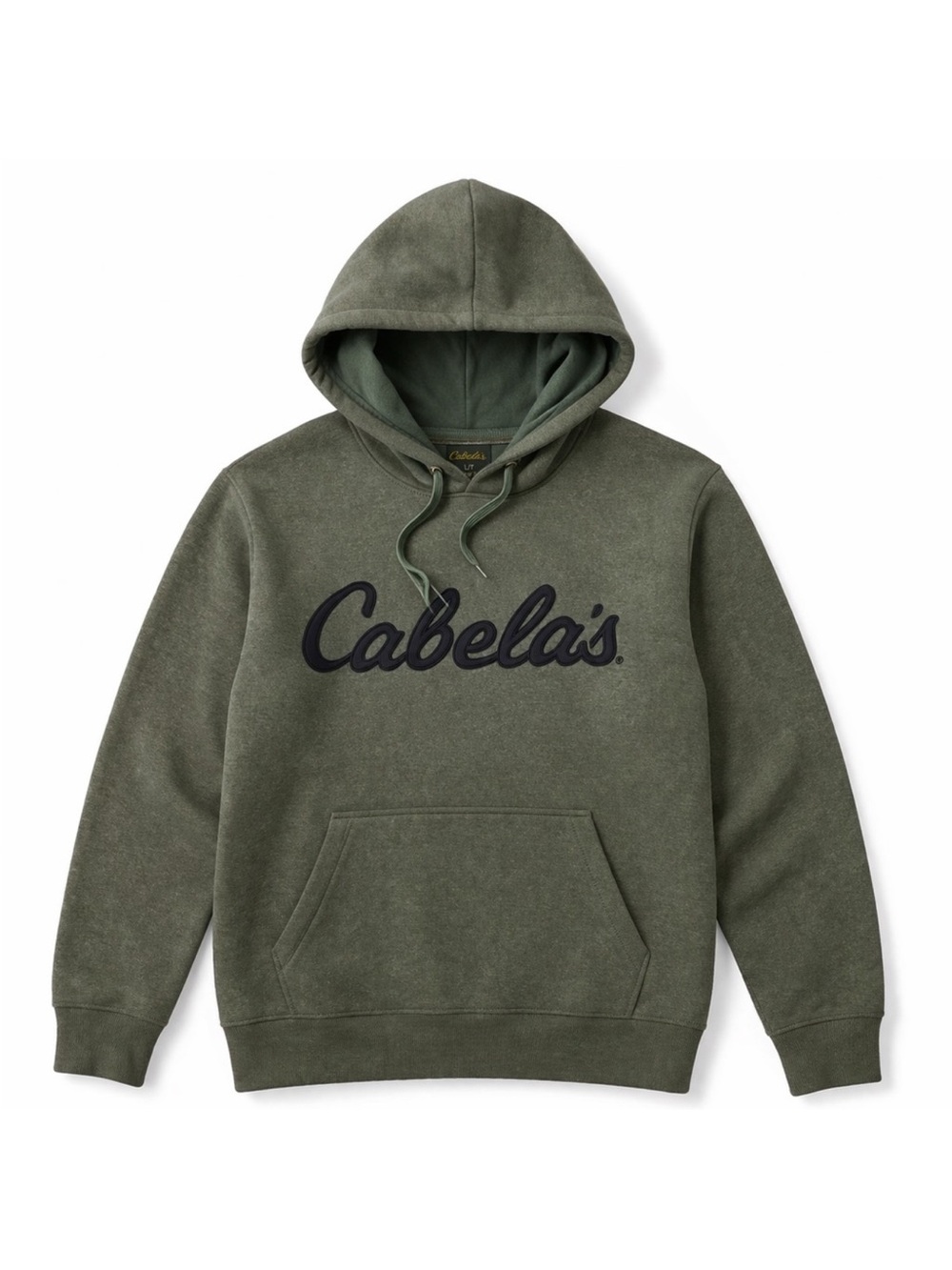 Cabela’s Embroidered Hoodie Large Tall Olive Green Logo Sweatshirt Mens